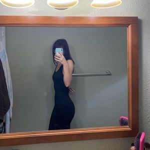 Wet Seal black skin tight long maxi dress!!